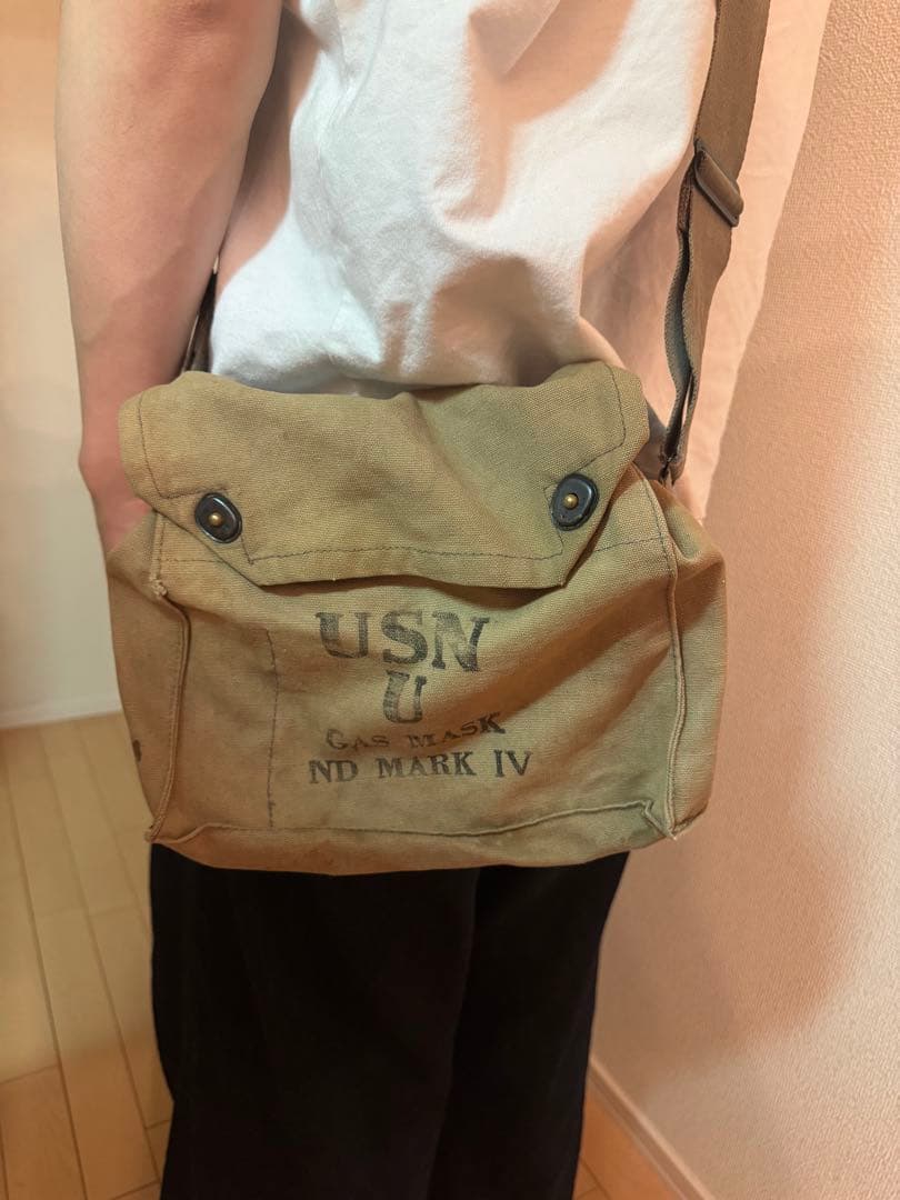 希少 40s USN NAVY 海軍 ガスマスクバッグ Ⅳ ショルダーバッグ
