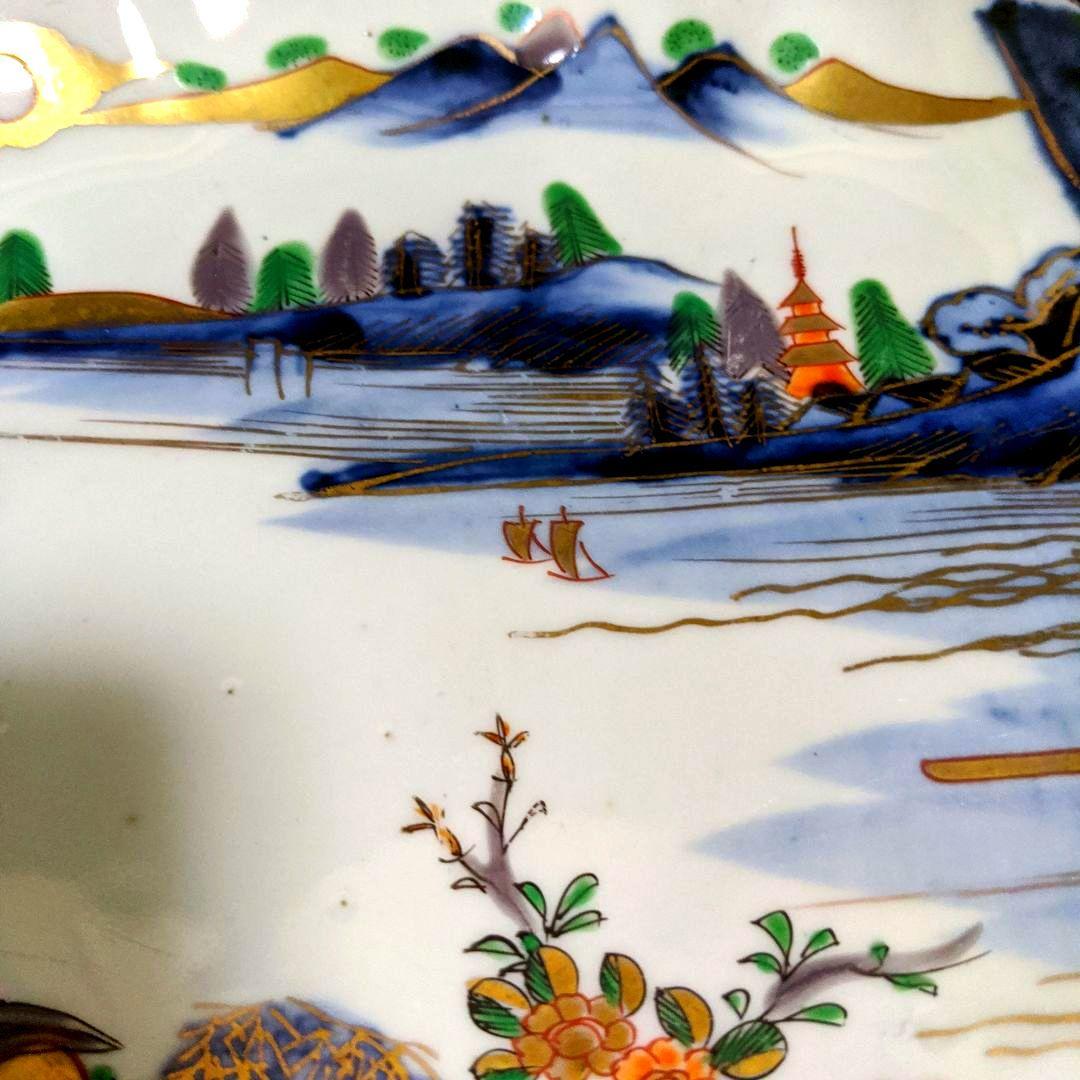 【骨董】幕末〜明治初期　絵皿　飾皿　手書き　金彩　希少　アンティーク　時代もの