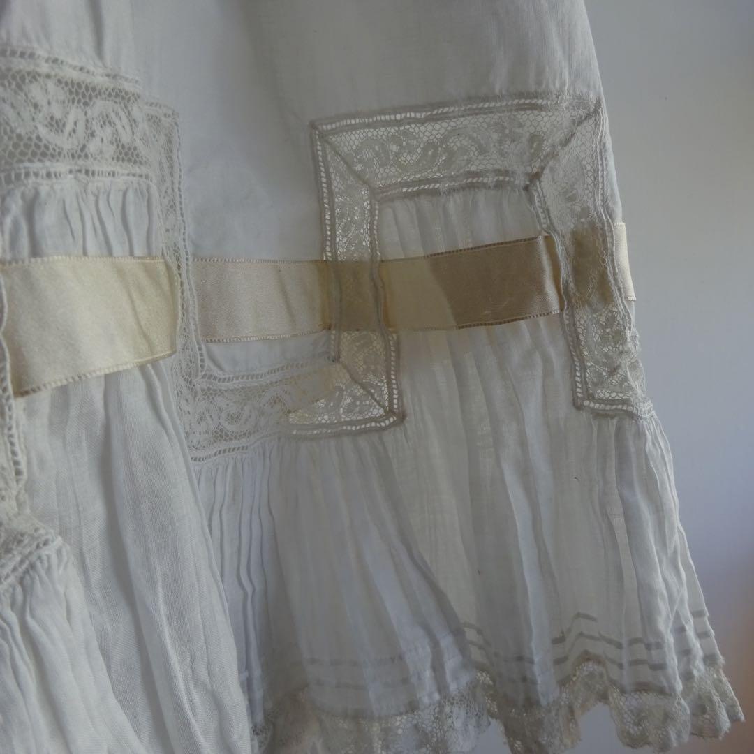 フランス アンティーク ドロワーズ ペチコート リボン レース