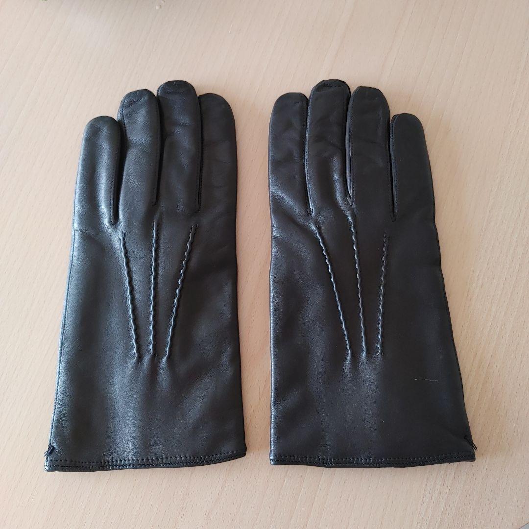 sermoneta glovesスエード本革　黒手袋（内側カシミア）