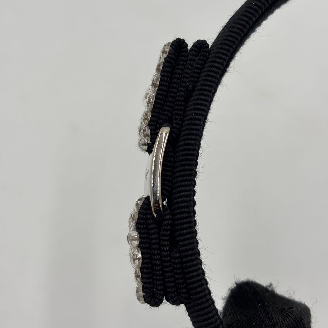 フェラガモ ヴァラリボン カチューシャ ラインストーン キャンバス ブラック