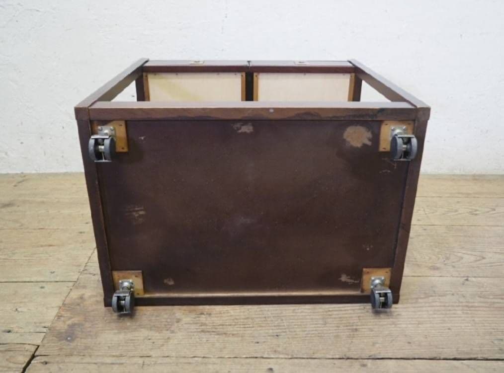 1072 オールドカリモク　キャスターワゴン　陳列台　作業台　キッチン　テーブル