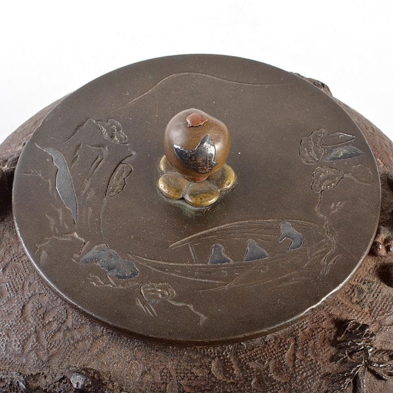 煎茶道具　亀文堂造　山水文　鉄瓶　鉄釜　H　R5170