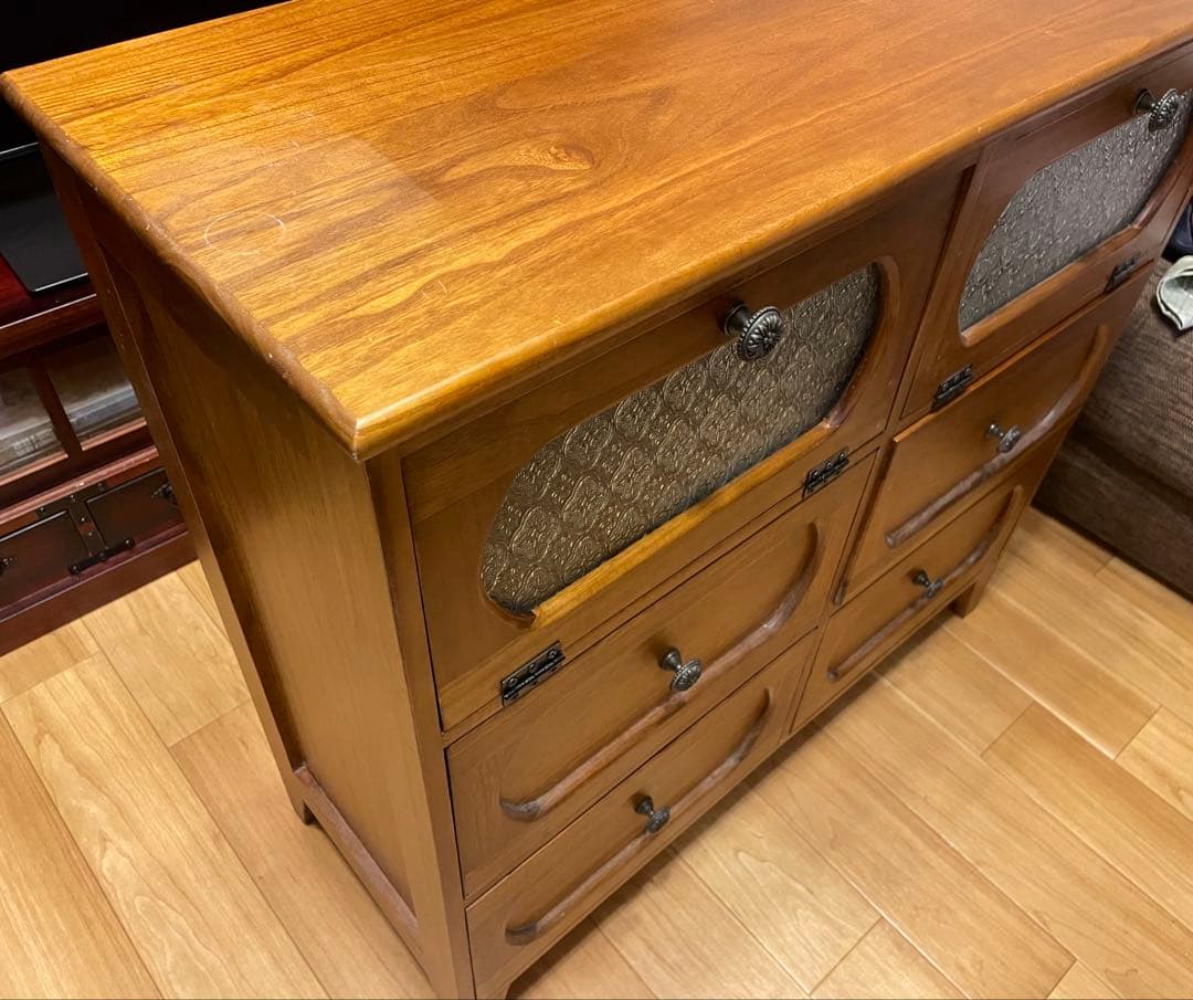 木目調 引き出しキャビネット　カントリー調　レトロ　アンティーク調