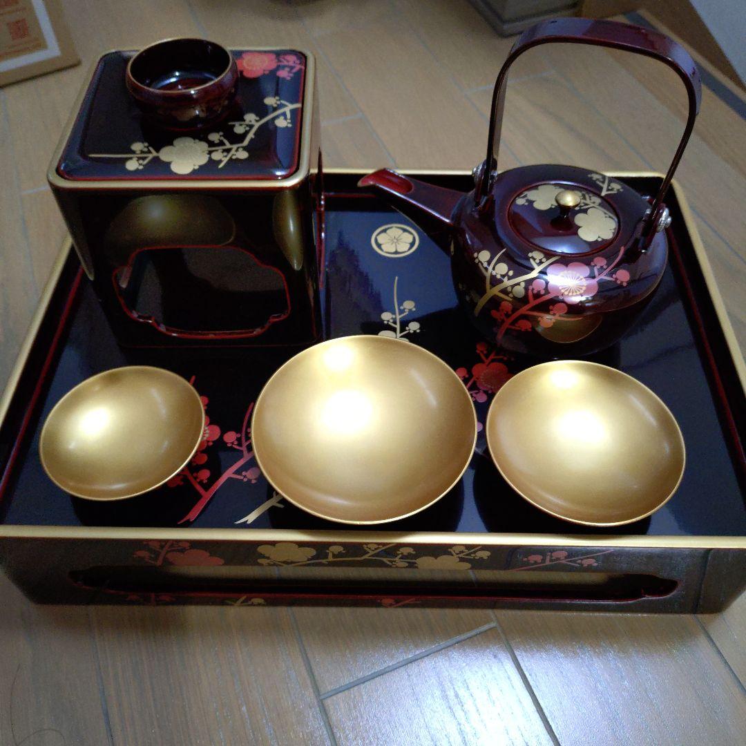 会津塗　御屠蘇器セット　(菊華堂製)美品　 紙箱入