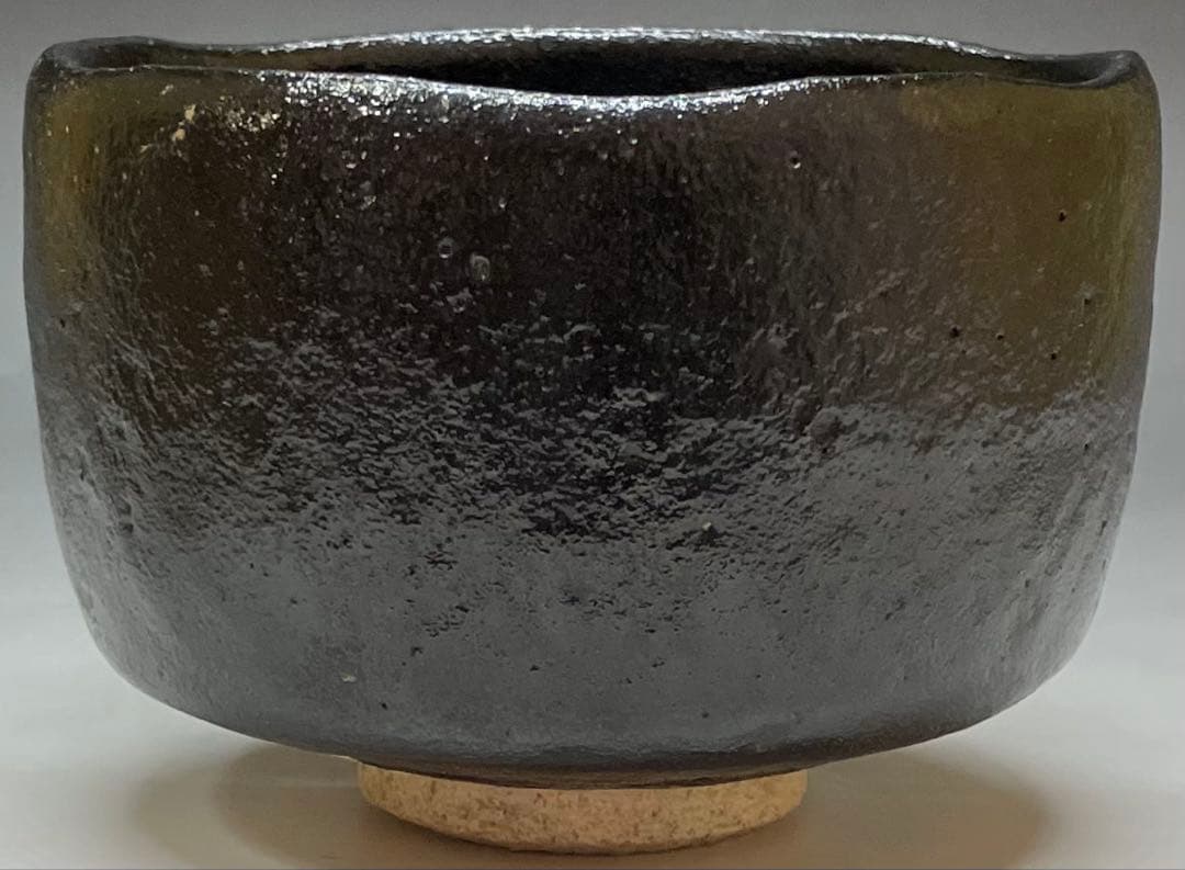 平安祥悦　写　慶入作　黒茶碗　京焼　楽焼 　d3166