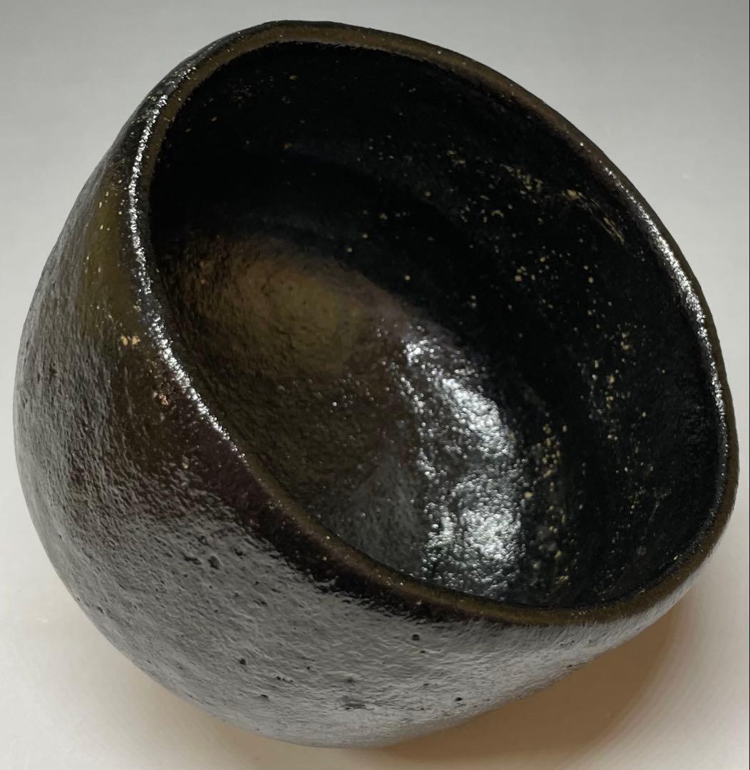 平安祥悦　写　慶入作　黒茶碗　京焼　楽焼 　d3166