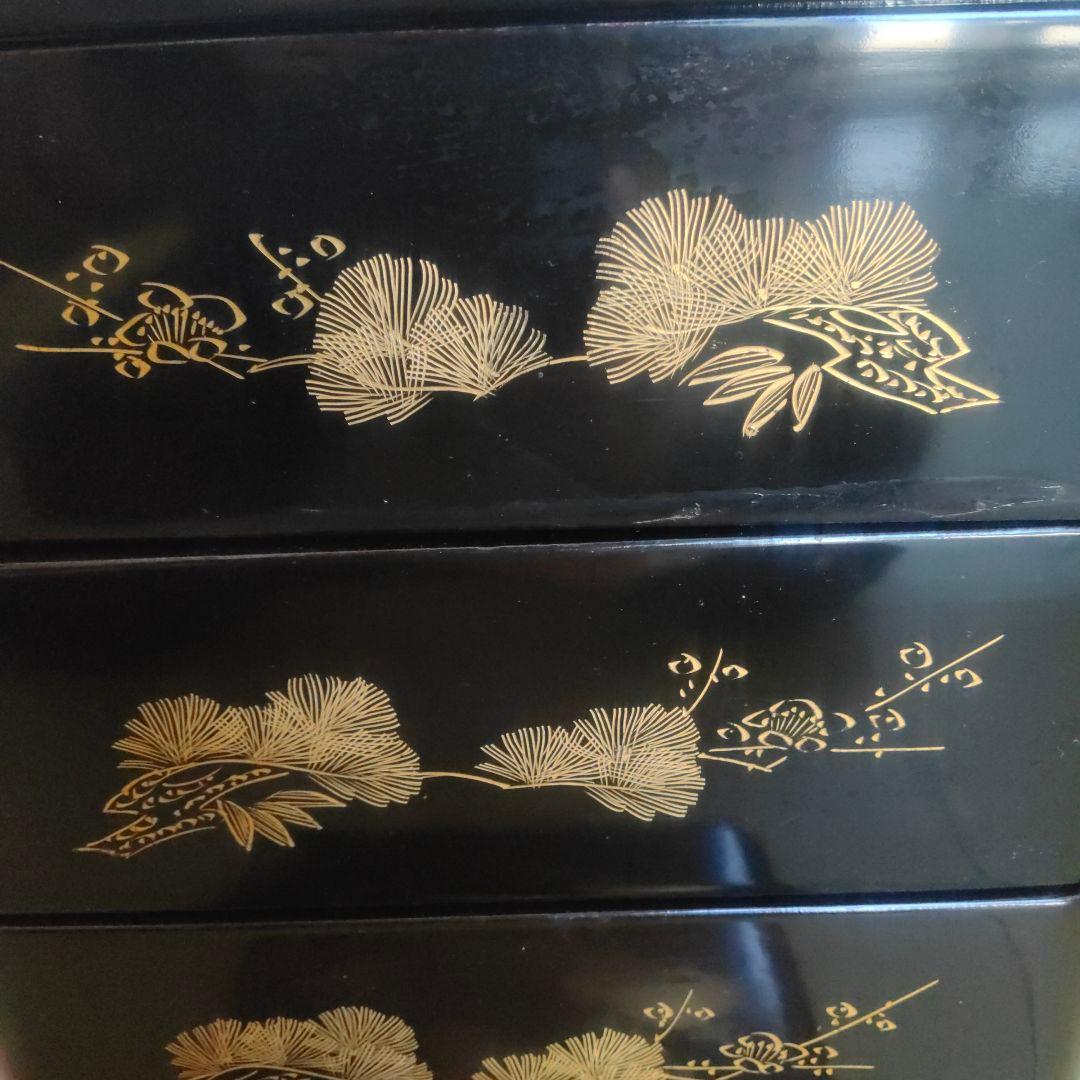 輪島塗　漆塗り重箱 4段　鳳凰柄の袱紗 風呂敷付き