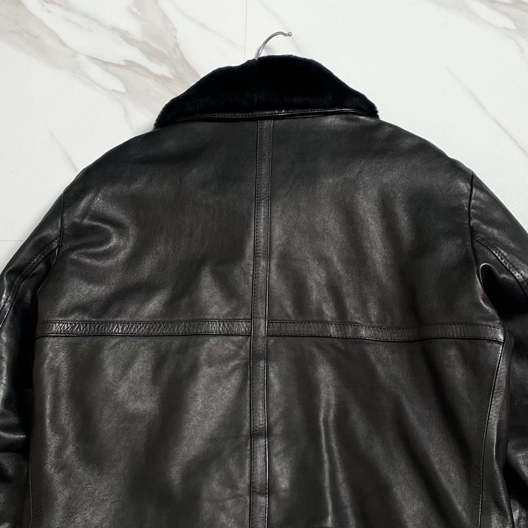 入手困難★エンメティ★襟ムートン ラムレザー ライダースジャケット ブラック