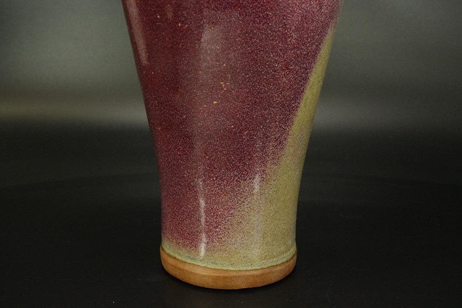 中国美術 紫斑釉 金字 題詞 梅瓶 高35cm(LC129)