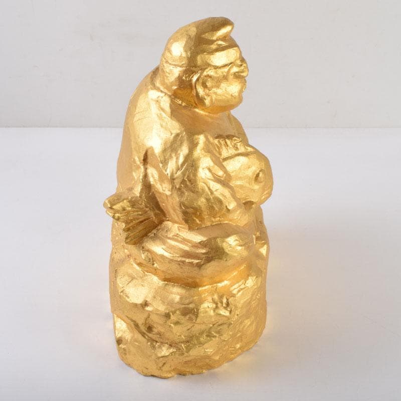 北村治禧作　古銅鍍金　福寿恵比寿像　限定130/400　共箱　M　8589A