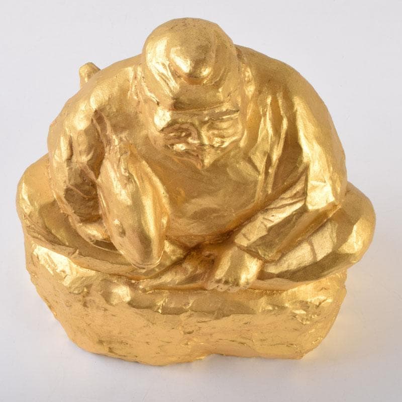 北村治禧作　古銅鍍金　福寿恵比寿像　限定130/400　共箱　M　8589A