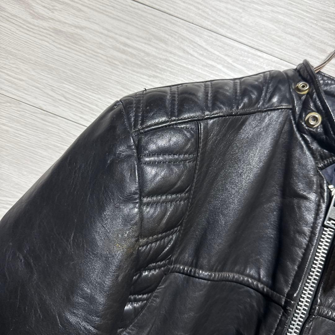 80s ヴィンテージ 本革 パデット 肉厚 シングルライダース モーターサイクル