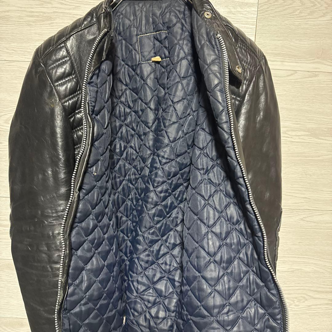 80s ヴィンテージ 本革 パデット 肉厚 シングルライダース モーターサイクル