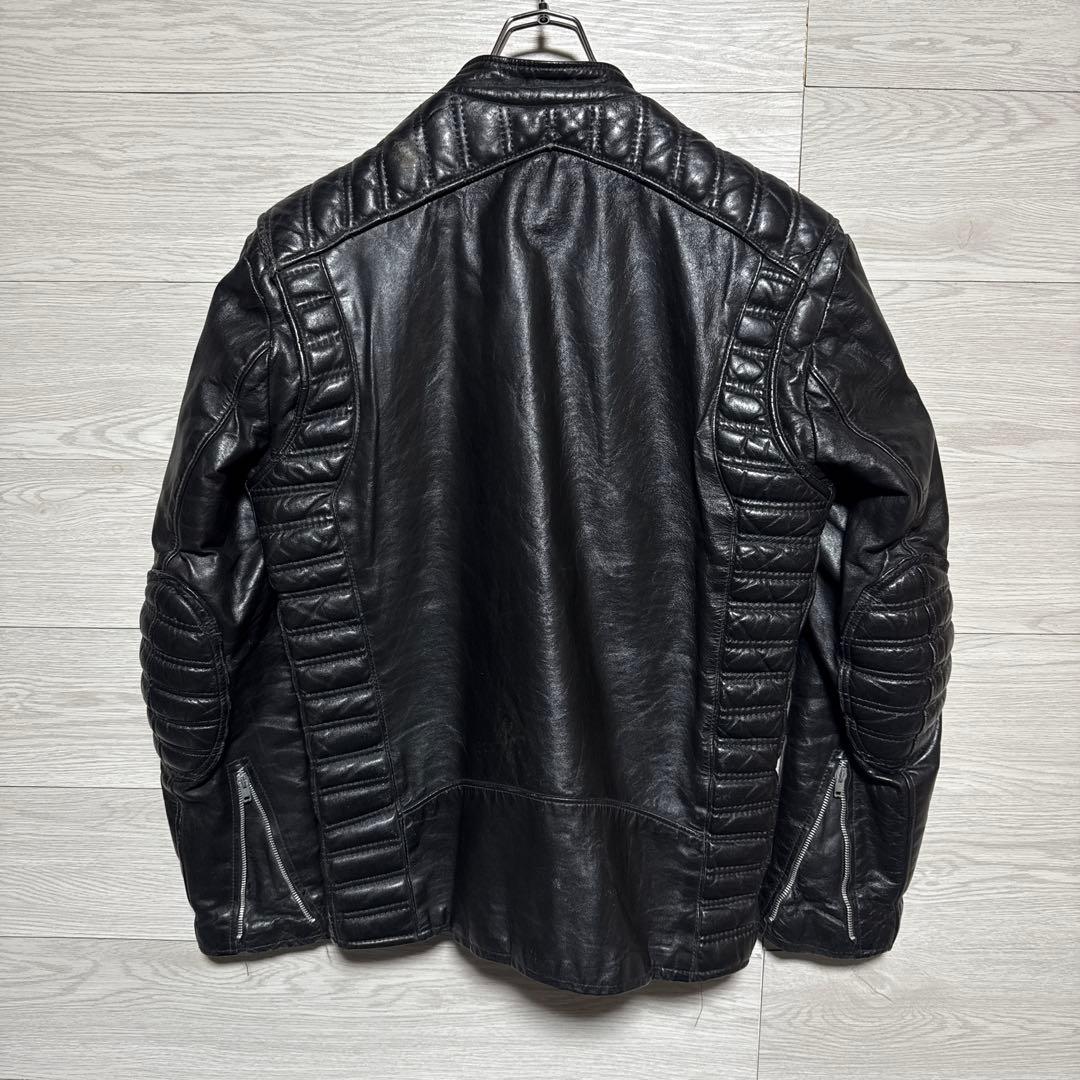 80s ヴィンテージ 本革 パデット 肉厚 シングルライダース モーターサイクル