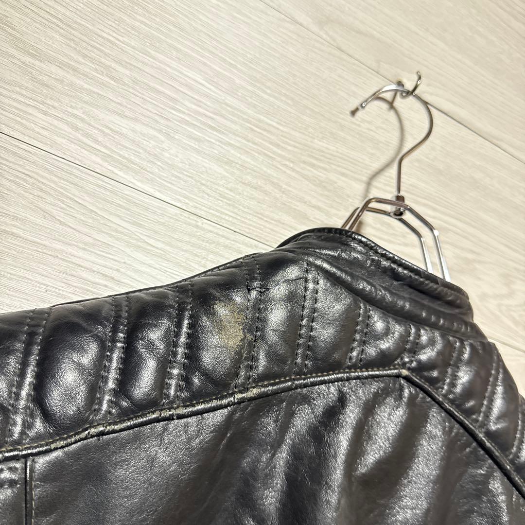 80s ヴィンテージ 本革 パデット 肉厚 シングルライダース モーターサイクル