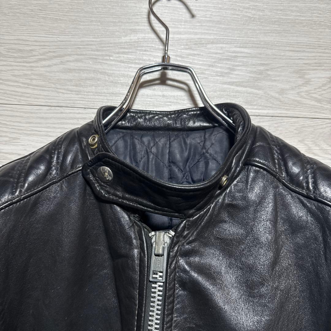 80s ヴィンテージ 本革 パデット 肉厚 シングルライダース モーターサイクル