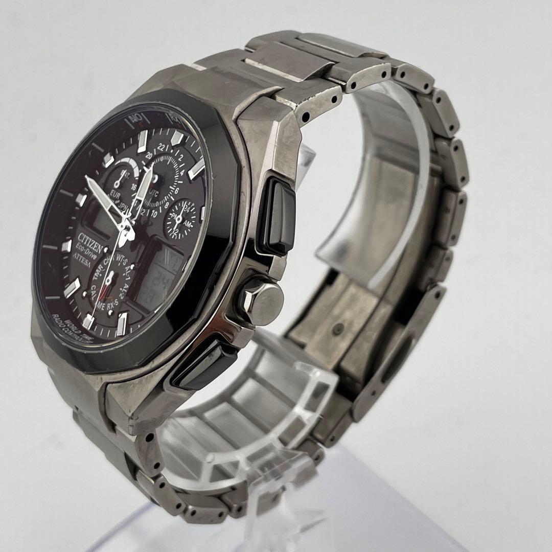 【稼働】シチズン　アテッサ　ジェットセッター　チタン　電波ソーラー　腕時計