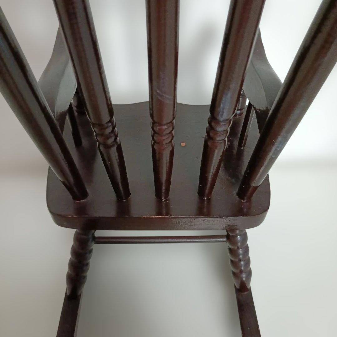 ミニチュア木製ロッキングチェア　フランス人形　日本人形　ダークブラウン 飾り椅子