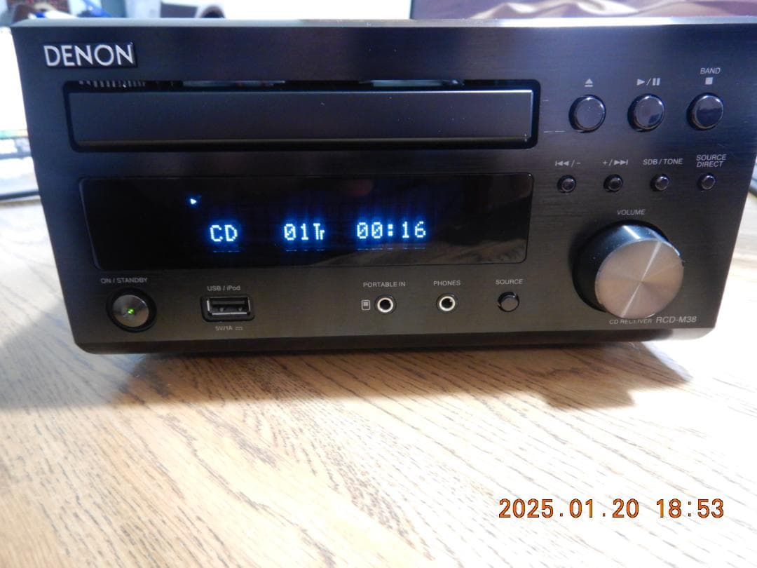 DENON/CDレシーバー/RCD-M38-K/動作確認済/カナレ・ケーブル付き