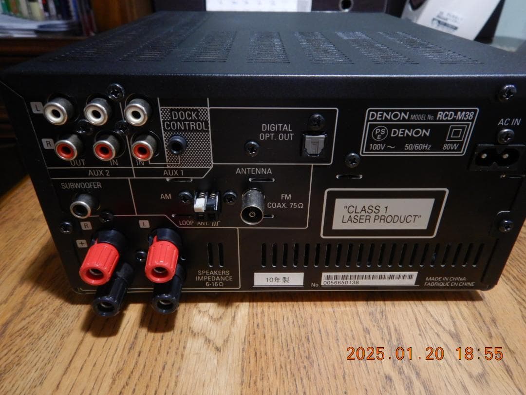 DENON/CDレシーバー/RCD-M38-K/動作確認済/カナレ・ケーブル付き