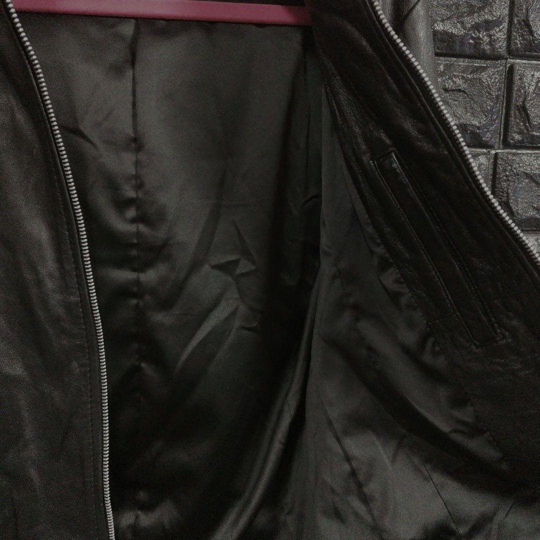 月星ノーアイディー黒ラムレザーシングルライダースフード付きジャケット完売品