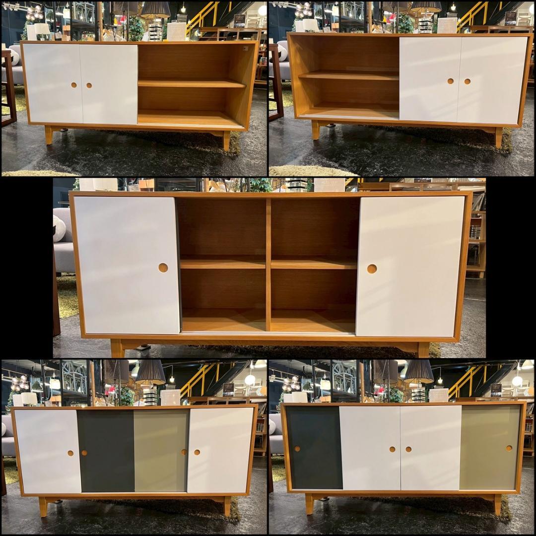 北欧モダン マルチカラー扉 サイドボード キャビネット リビングボード シンプル