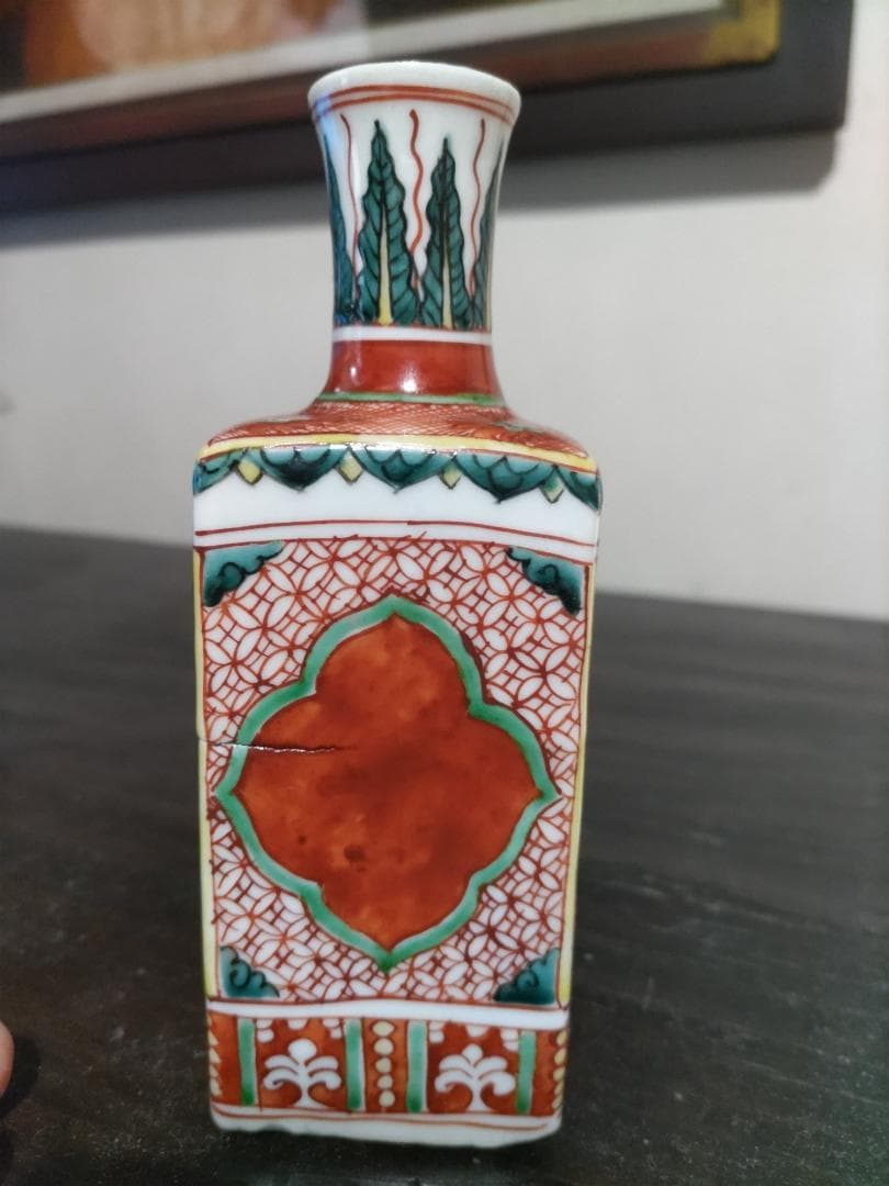 初代　川瀬竹春　万暦赤絵　角徳利