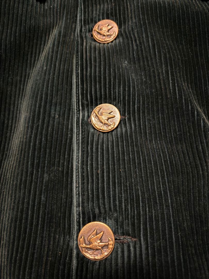 や*と様 フランスヴィンテージ 動物ボタン ハンティングジャケット グリーンコー