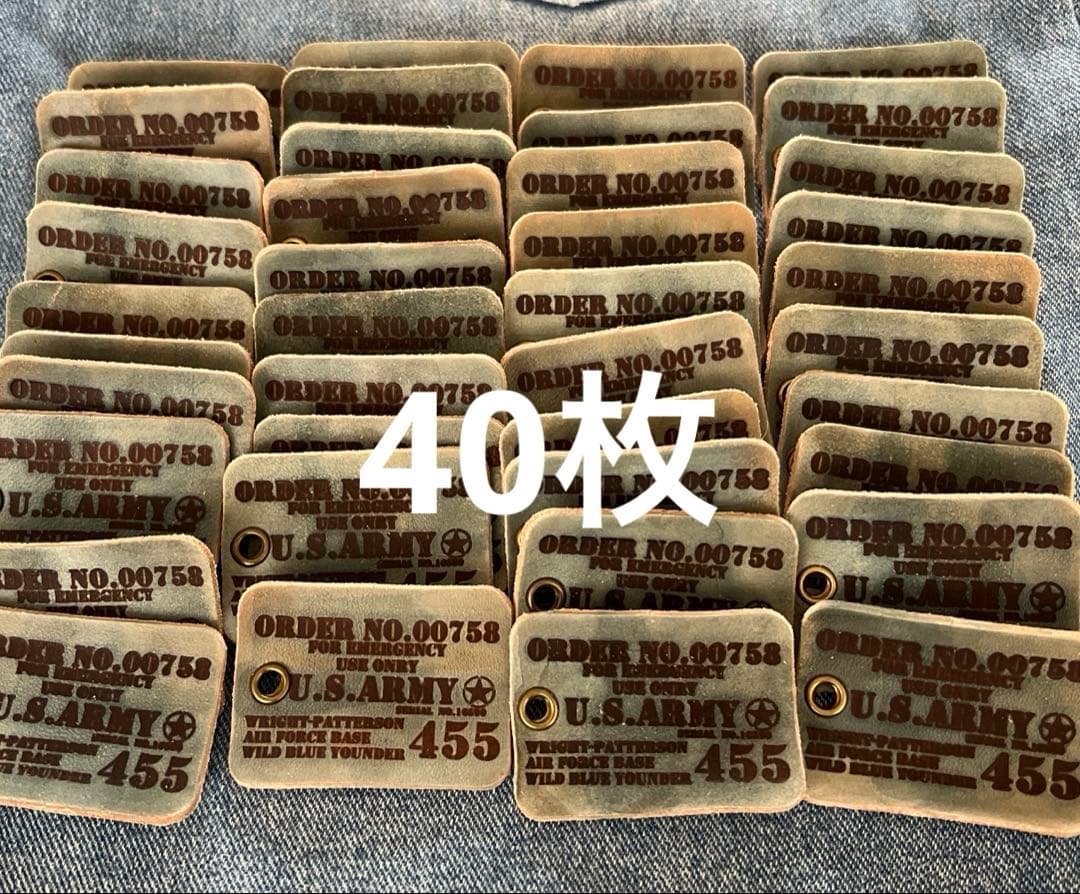 タイ様オーダー品　ハトメあり　革タグ　 デニムリメイク　焼印　0401001