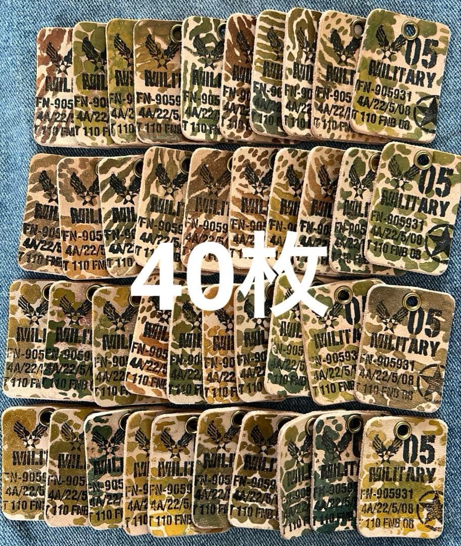 タイ様オーダー品　ハトメあり　革タグ　 デニムリメイク　焼印　0401001