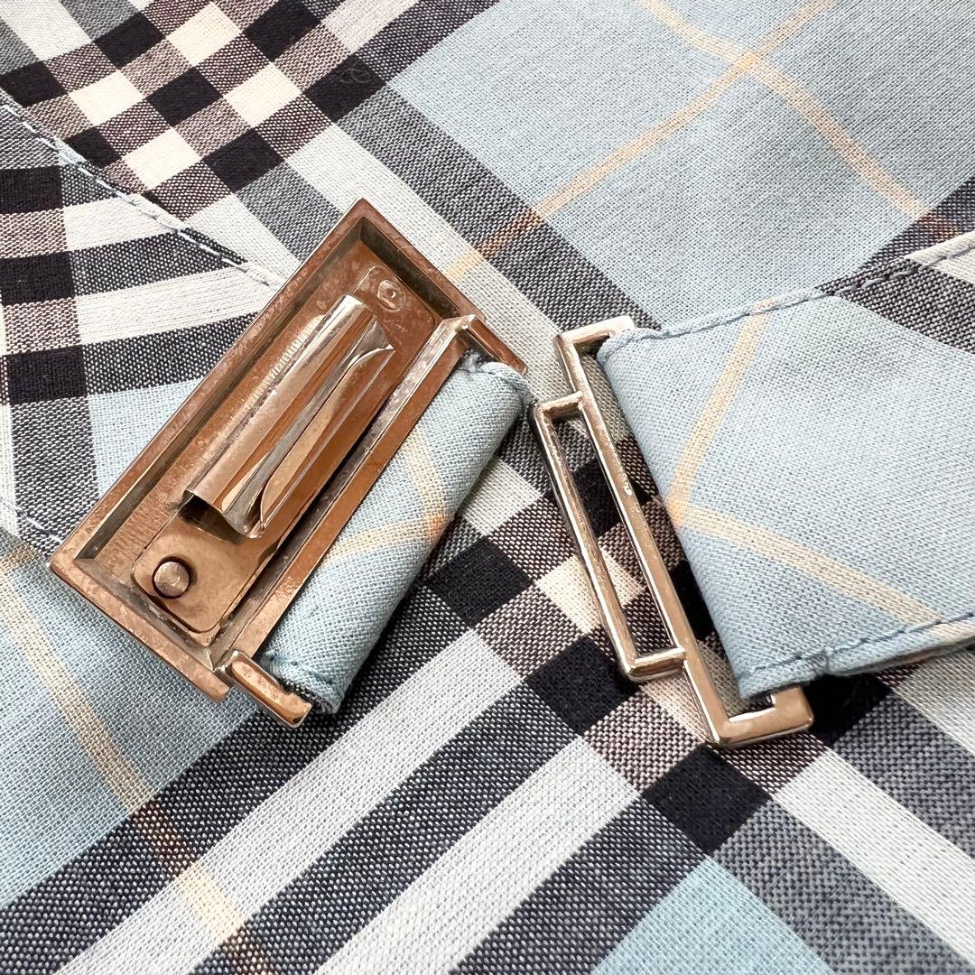 希少 美品✨バーバリーブルーレーベル ノバチェック ホースロゴ ベルト 水色