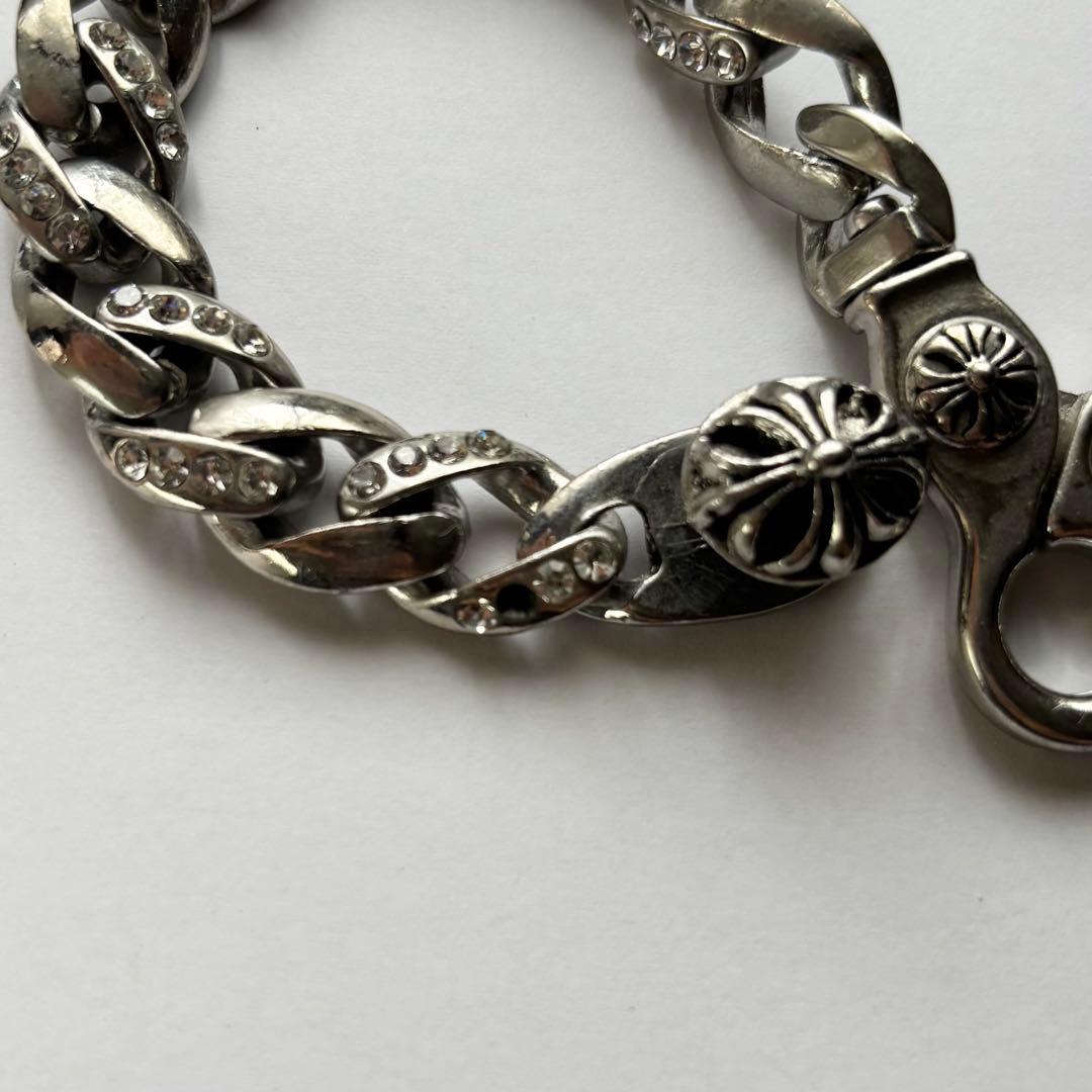 vintage silver925 クロスチェーンブレスレット　ジルコニア