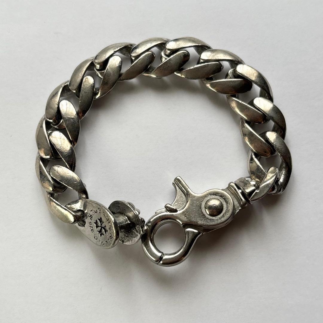 vintage silver925 クロスチェーンブレスレット　ジルコニア
