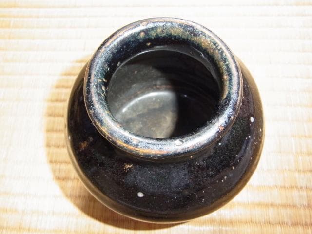 希少 美品 宋～元時代◆中国古陶磁（中国華北地方）河南天目小壺 黒釉天（黒点）