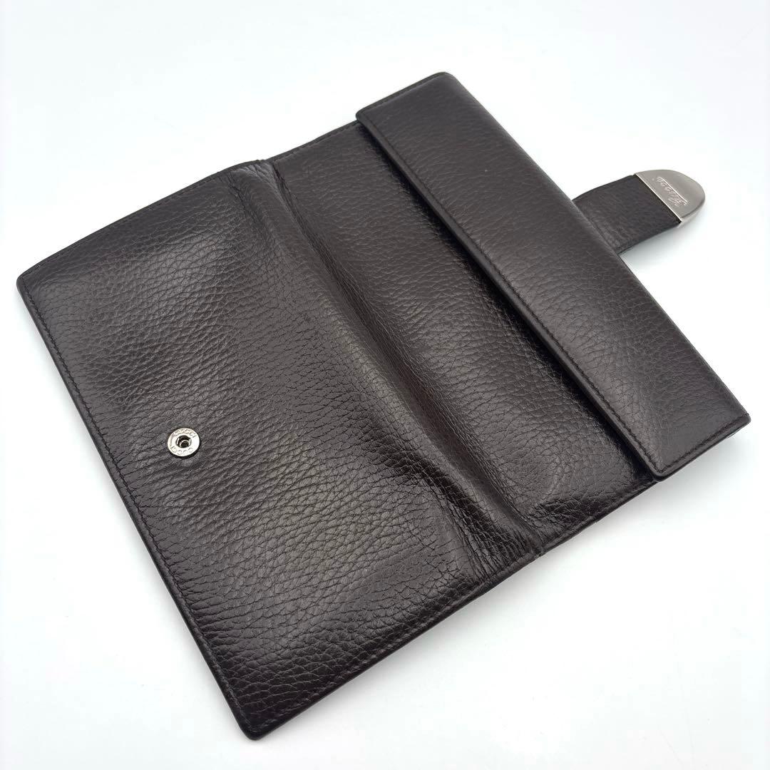 GUCCI グッチ 二つ折り長財布 Wホック レザー ヴィンテージ こげ茶色