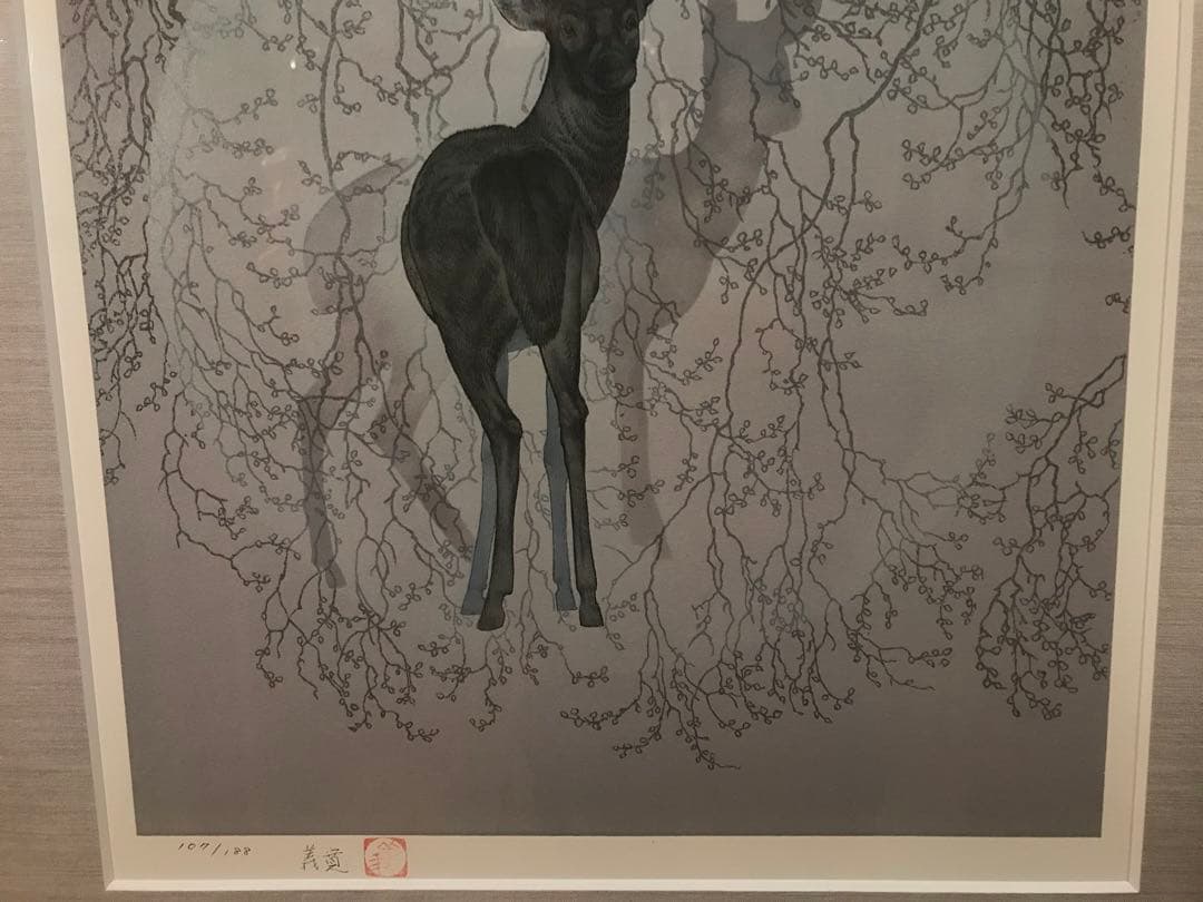 下田義寛「遠い風」リトグラフ　直筆サイン・落款・エディション・作品証明シール有り