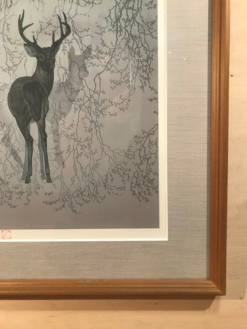 下田義寛「遠い風」リトグラフ　直筆サイン・落款・エディション・作品証明シール有り