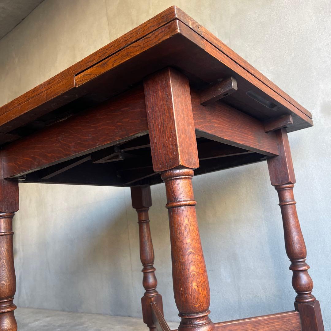 イギリス　オールドアンティーク家具 ドローリーフテーブル 拡張テーブル　オーク