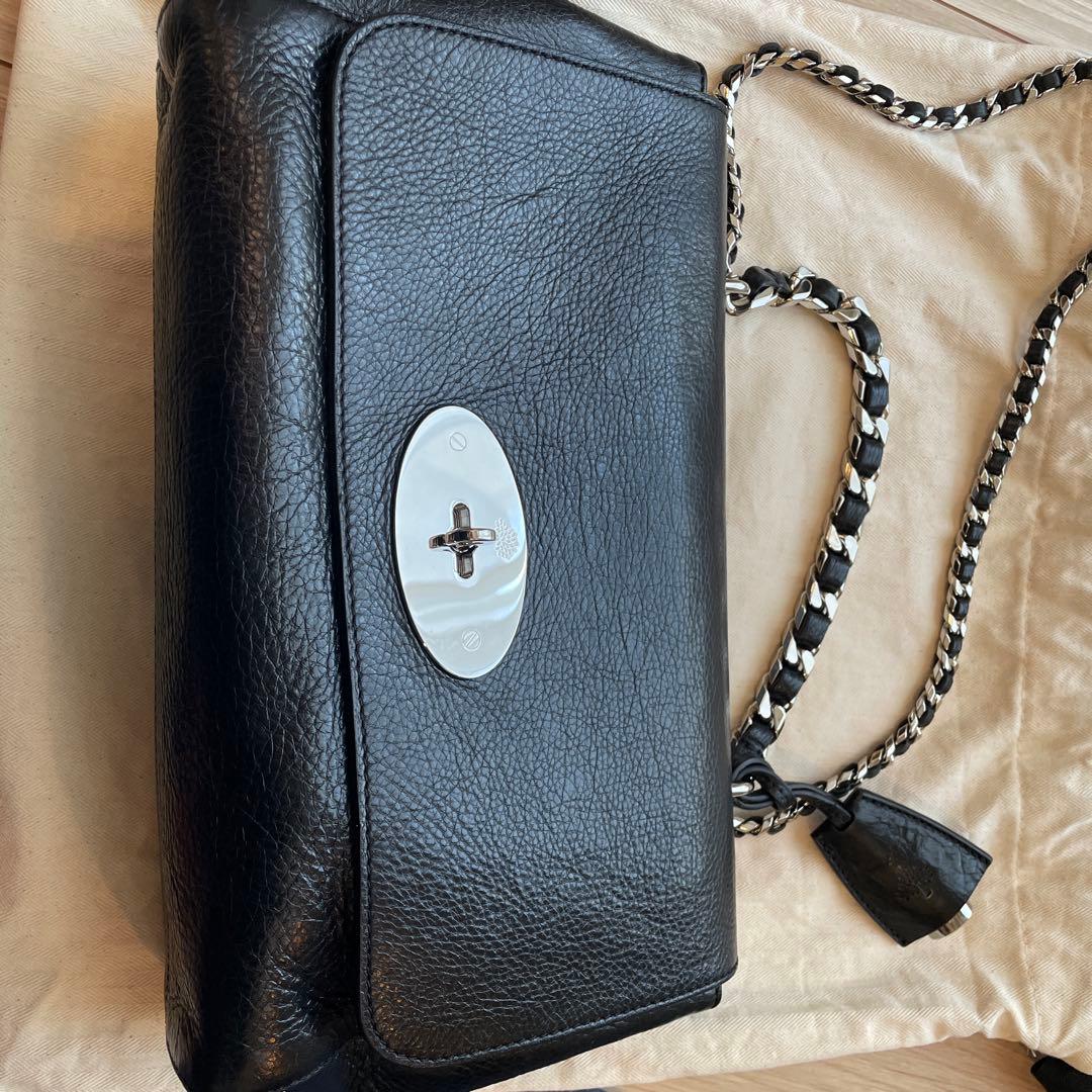 Mulberry ブラックレザー ミディアムトップハンドル　リリー