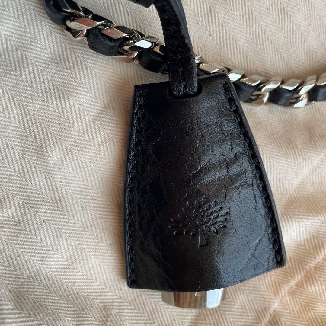 Mulberry ブラックレザー ミディアムトップハンドル　リリー