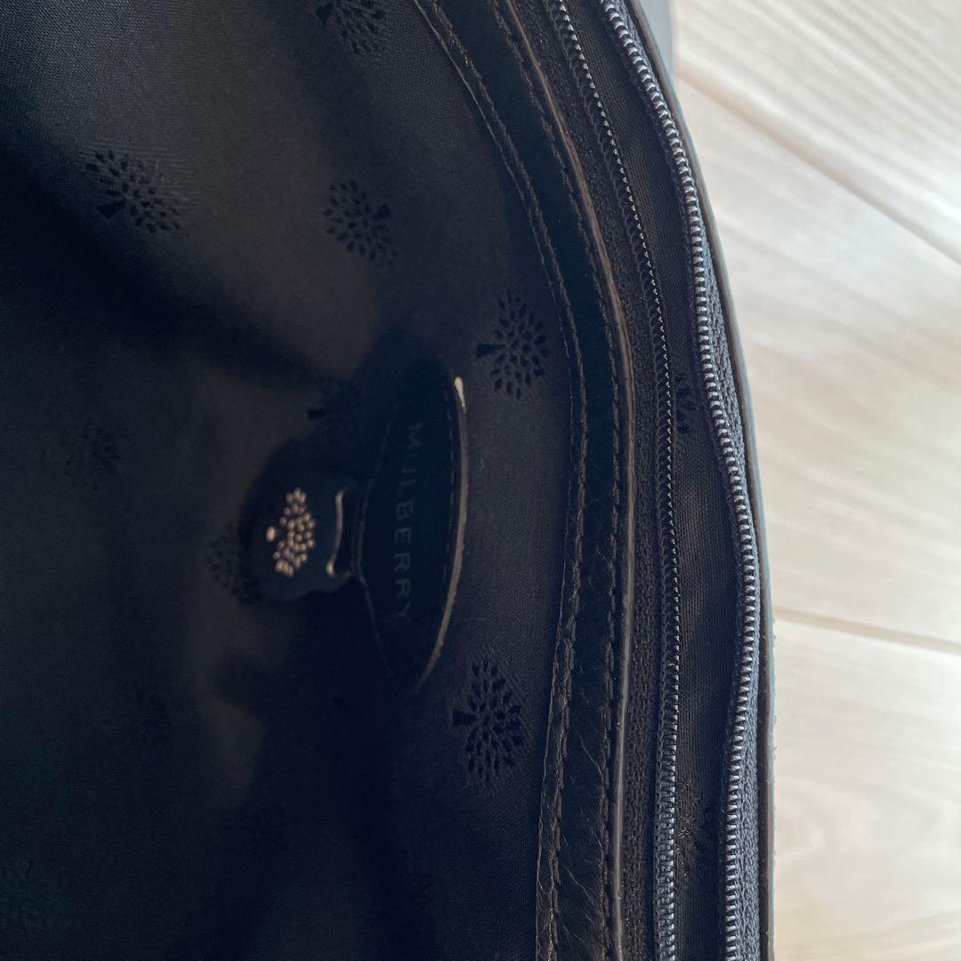 Mulberry ブラックレザー ミディアムトップハンドル　リリー