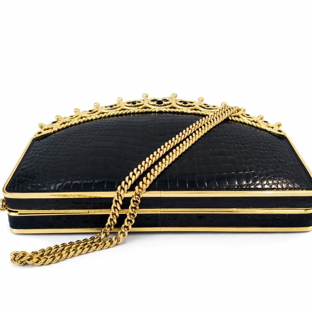 イブニングバッグ 　フォーマルバック　ロイヤルティアラ 黒 カーフスキン