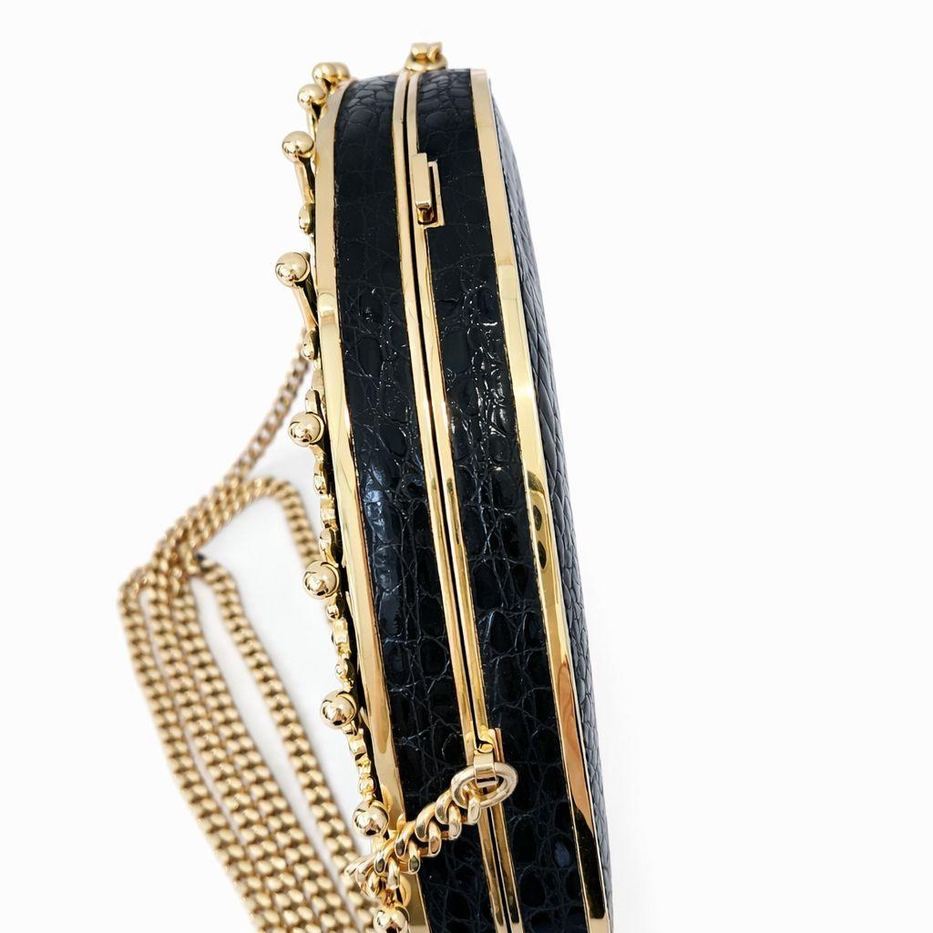 イブニングバッグ 　フォーマルバック　ロイヤルティアラ 黒 カーフスキン