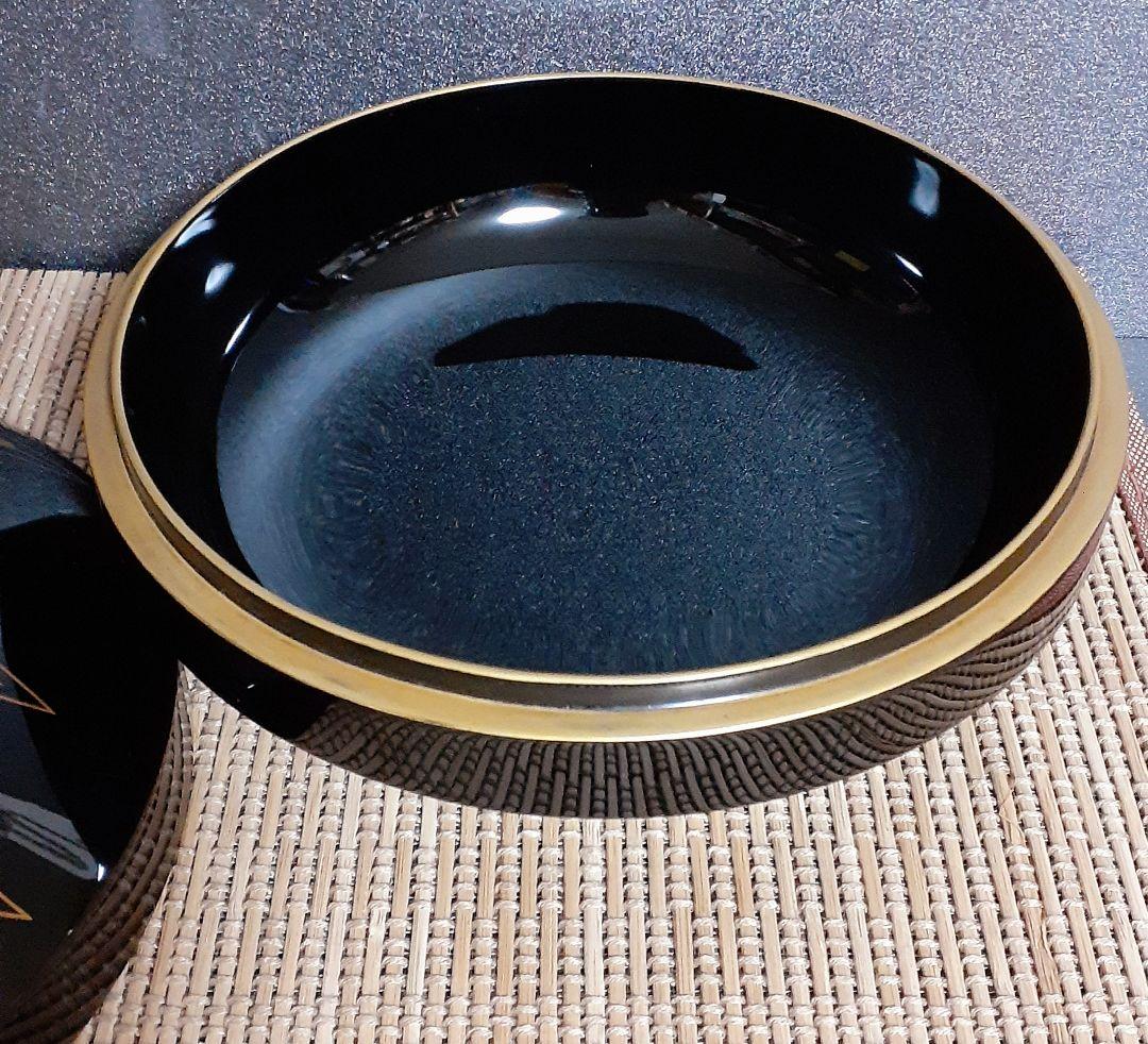 輪島塗　名工　塗師　【茶平一斎】造　鱗鶴蒔絵　喰籠　共箱　茶道具　茶器