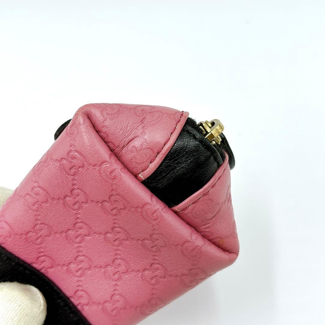 美品 ＊ GUCCI グッチ GGシマ てんとう虫 パース ピンク