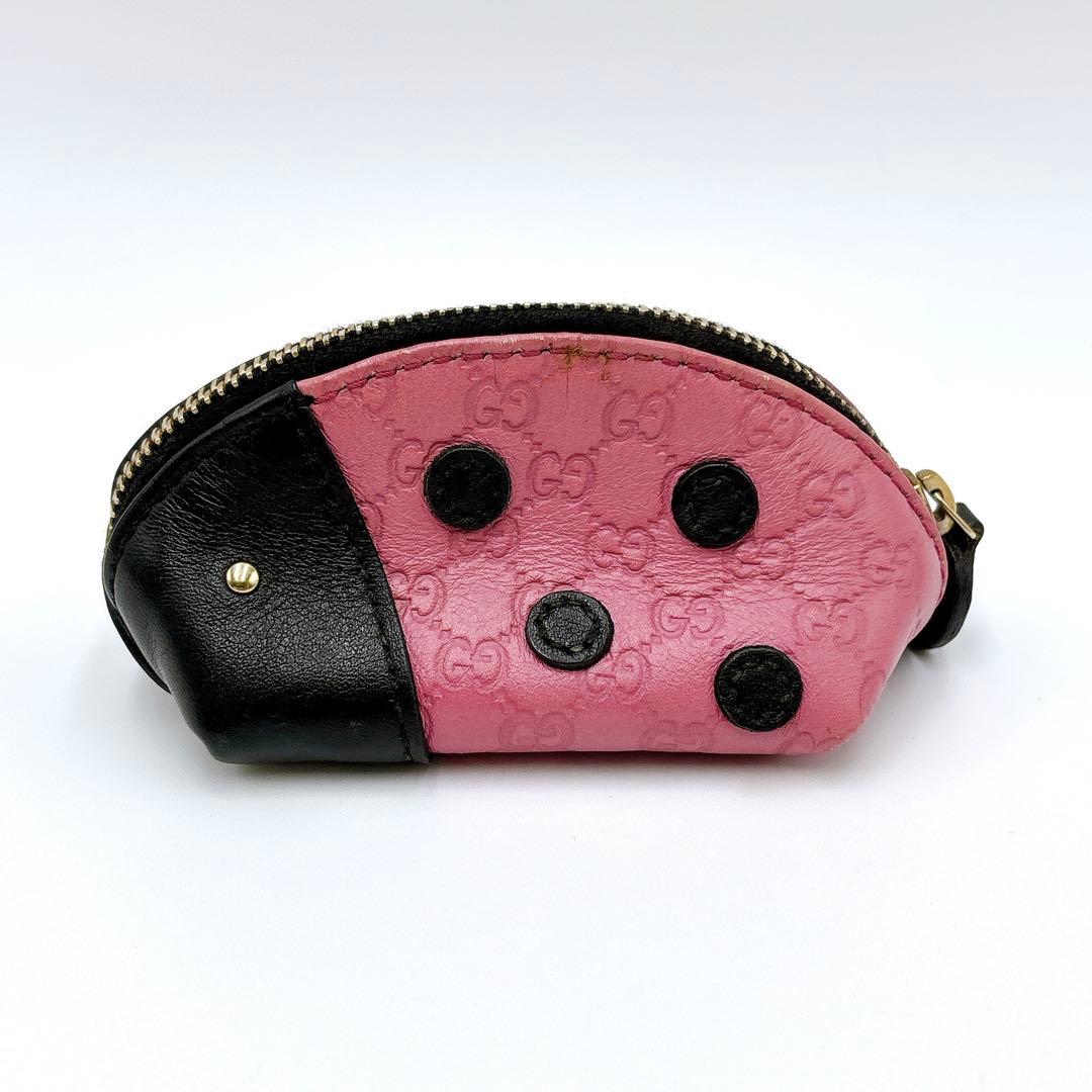 美品 ＊ GUCCI グッチ GGシマ てんとう虫 パース ピンク