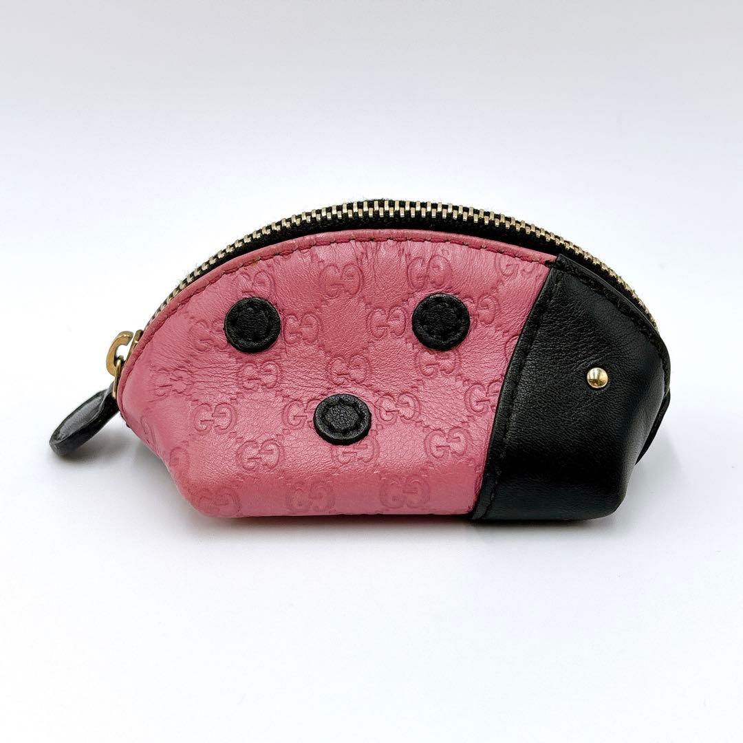 美品 ＊ GUCCI グッチ GGシマ てんとう虫 パース ピンク