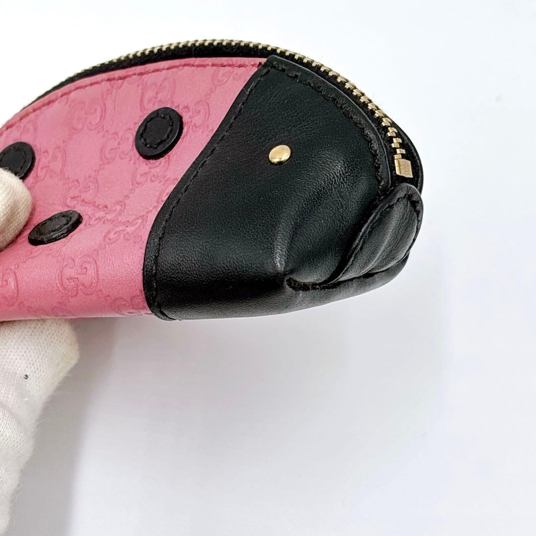 美品 ＊ GUCCI グッチ GGシマ てんとう虫 パース ピンク