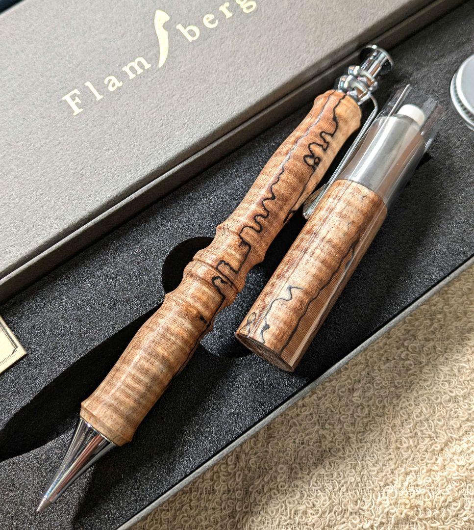 Flamberg　栃縮杢　スポルテッド　サンピューラボールペン＋ツイスト消しゴム